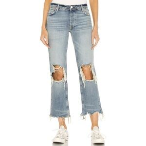 We the Free Maggie High Rise Straight Leg Distressed Jeans